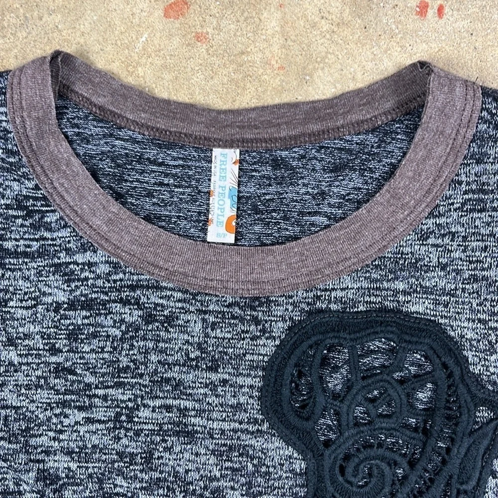 Free People Gray and Black Patterned Tunic Top Size: small